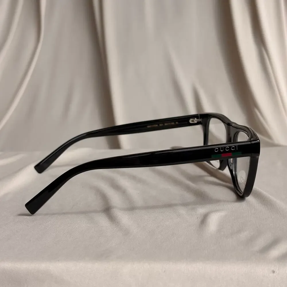 Gucci Black Square Eyeglasses - GG1117O - Red & Green Web, NIB